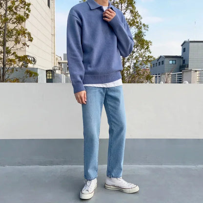 Mock Neck Polo Sweater