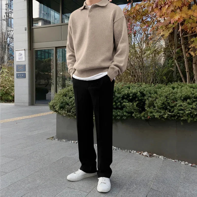 Mock Neck Polo Sweater