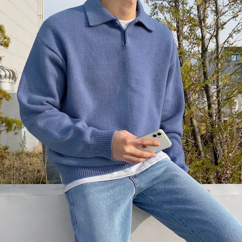 Mock Neck Polo Sweater