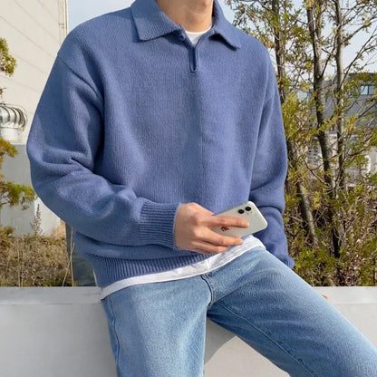 Mock Neck Polo Sweater